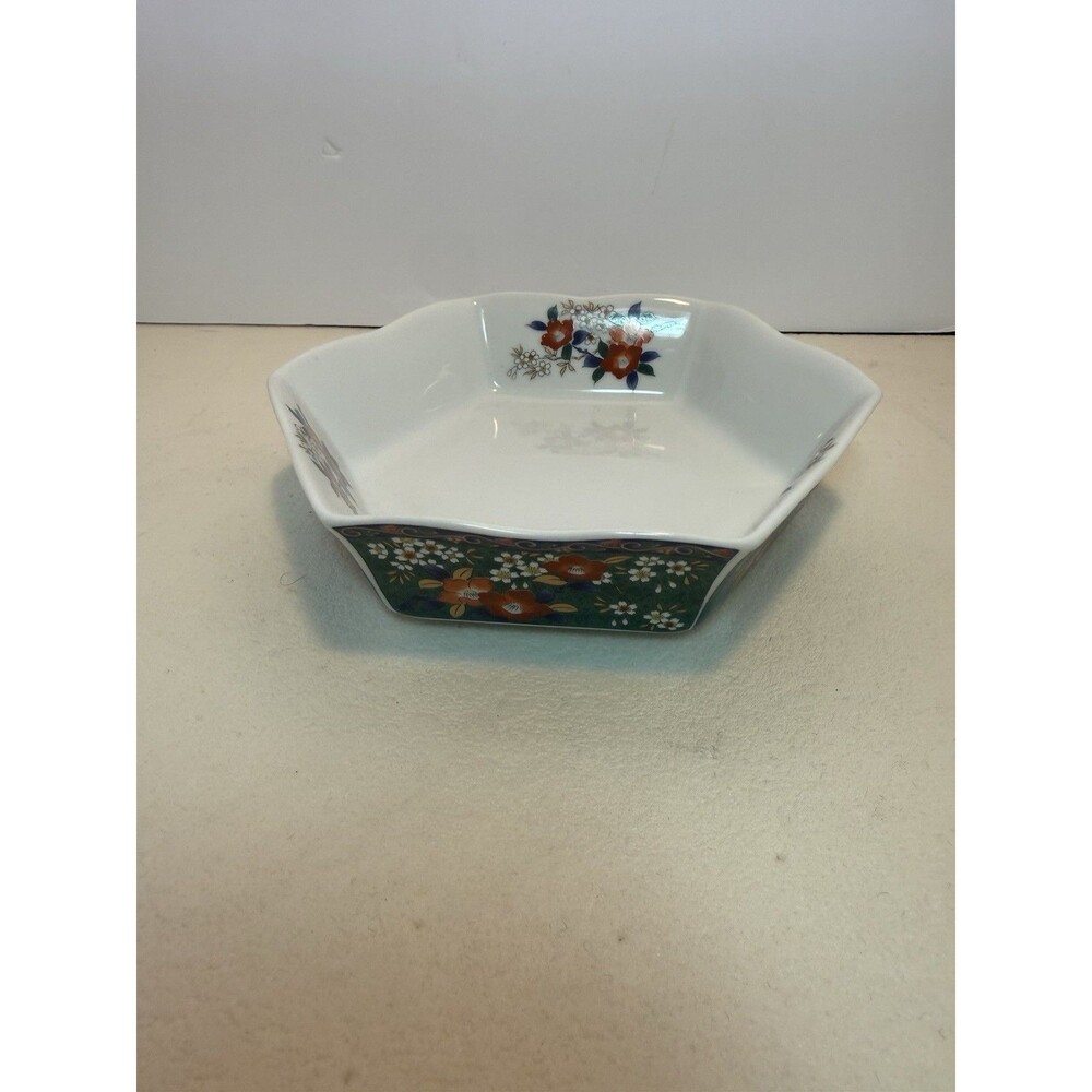 Vintage Chinese Porcelain Octagonal Floral Bowl – Hand Painted Serving Dish